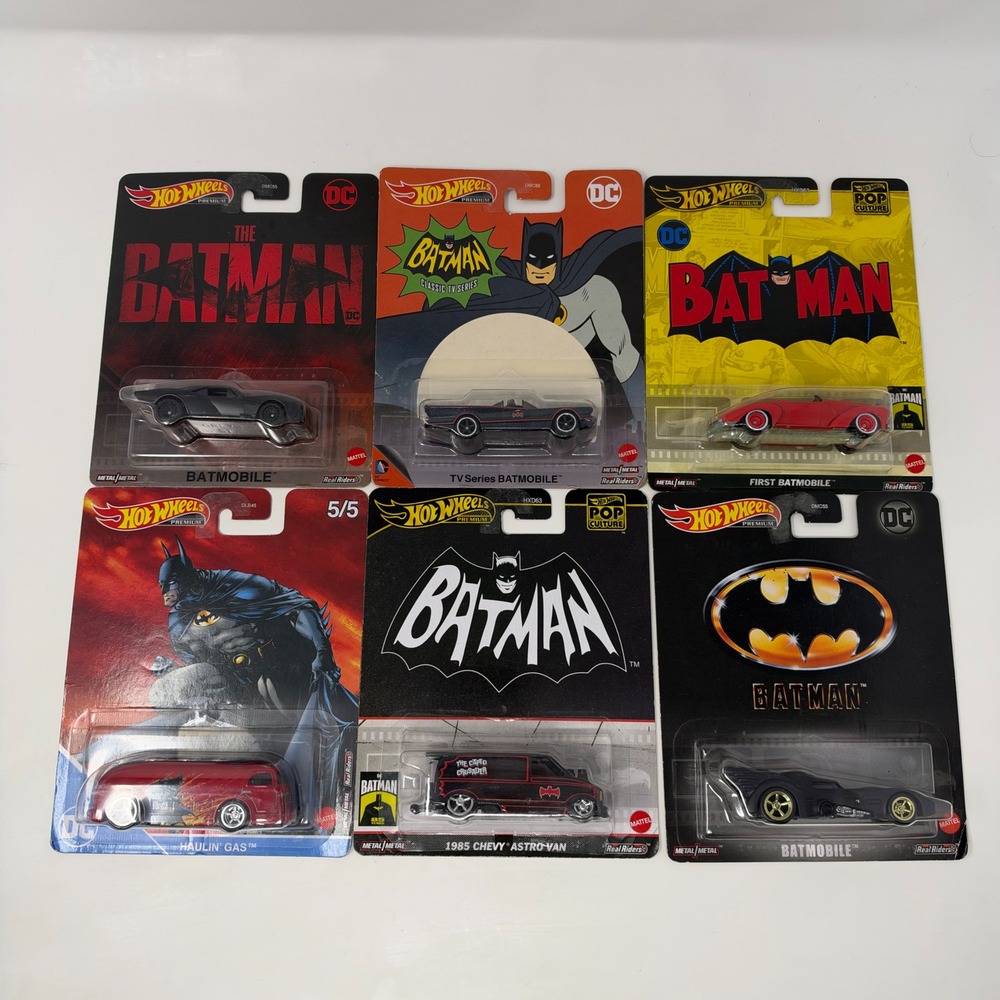 Hot Wheels Premium Batman DC Lot of 6 w First Batmobile Real Riders Astro Van